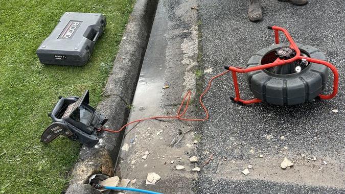 Outdoor drain pipework and drainage access, Chelsea