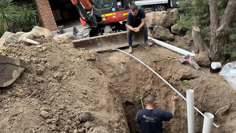 Outdoor drain pipework and drainage access, Chelsea